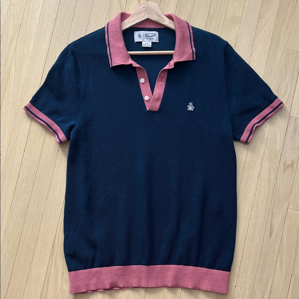 Original Penguin Polo in Black and Pink